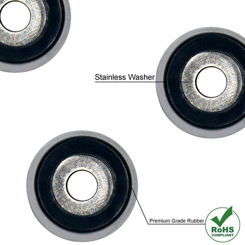 Otrestodyl Rubber Cutting Board Feet with Stainless Washer and Screws, 1/2â€ Small Black Round Rubber Feet, Non Slip Bumper Pads for Furniture, Electronics & Application,20 Pack - Image 3